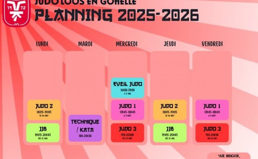 PLANNING 2025-2026 JUDO CLUB LOOS EN GOHELLE