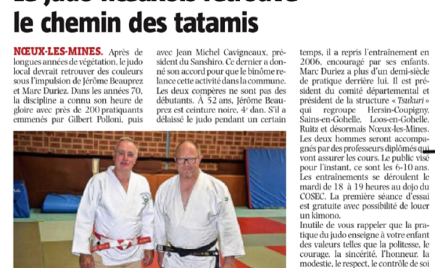 Reprise des entrainements Judo sur Nœux-les-Mines
